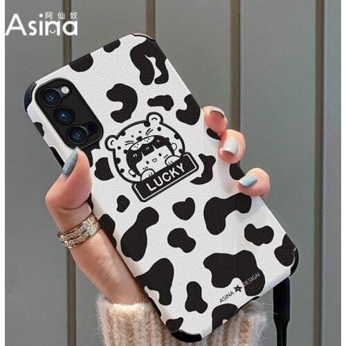 ASINA Imitation Lambskin Case For OPPO Reno 2 3 4 5 Pro Cute Cartoon Silicone Cover Bumper For Realme X7 Find X3 X2 Pro Fundas
