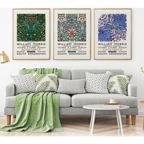 William Morris Floral Painting Canvas Print The Victoria and Albert Museum Exhibition Poster Wall Art Modern Living Room Decor