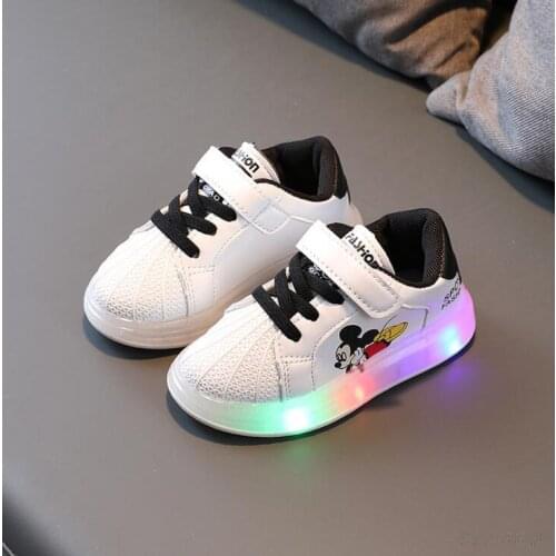 Mickey Mouse Children Glowing Shoes Kids LED Sneakers With Light Girls Casual Baby Boys Shoes
