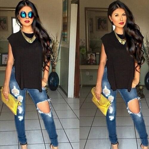 SAGACE Jeans, cotton elastic high waisted slim pants with holes, new design pants in 2021 джинсы для девушек pantalon femme