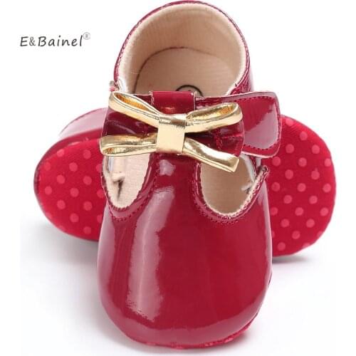 E&Bainel Newborn Baby Girls Shoes Bow PU Leather Baby Moccasins Baby First Walkers