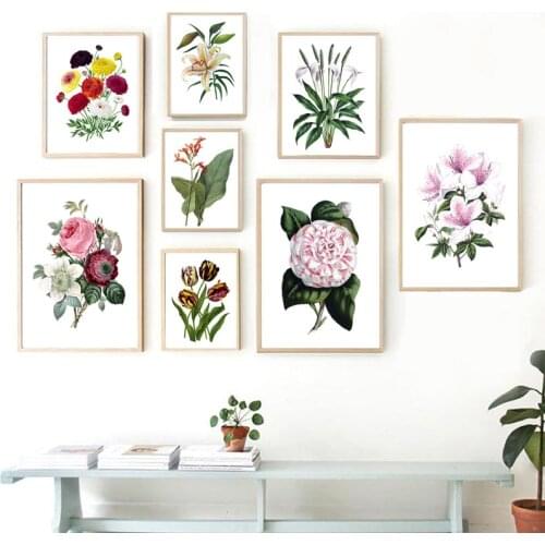 Flower Painting Wall Art Picture Botanical Print Modern Home Bedroom Decor Pictures Rose Posters Kraft paper