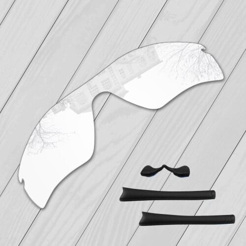 E.O.S Black Ear Socks Nose Pads Rubber Kit + HD Clear Non Polarized Replacement Lenses for Oakley Radar Path Sunglasses