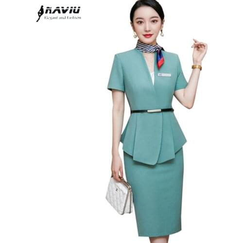 Professional Suits Women Fashion Temperament Business Formal High End Short Sleeve Blazer And Skirt Office Ladies Work Wear