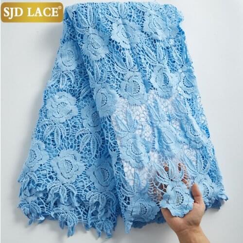 SJD LACE Latest Water Soluble African Guipure Cord Lace Fabric With Stones Nigerian Lace Fabric For Wedding Party Dress SewA2285