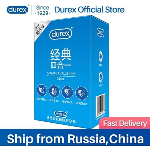 Durex Condom Men Penis Sleeve Cock Ring Condoms Natural Latex Extra Lubricating 4 Types 52mm Condones Sexual Toys