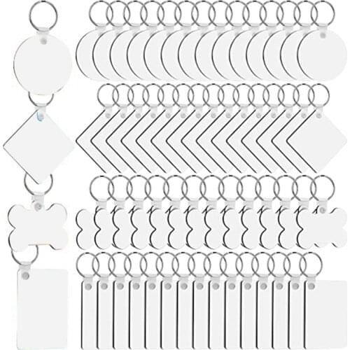 40PCS Sublimation Keychain Blank Kit,DIY Thermal Transfer Blank Keychain with Key Ring,for Thermal Transfer