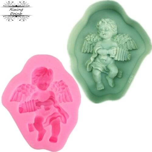 Food grade silicone 3D cute electronic tube angel boy silicone cake mold sugar cake Tools Kitchen baking utensils