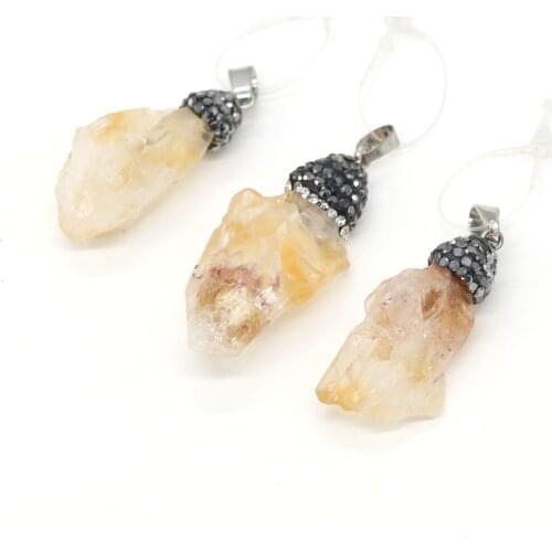 Natural Crystal Stone Pendants Raw Original Quartzs Stone Charms Artificial Diamond for Jewelry Making Necklace Bracelet Gift