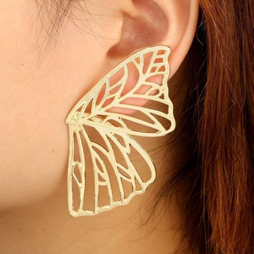 Hollow Butterfly Drop Dangle Earring for Women Metal Big Wing Pendant Earring Statement Jewelry