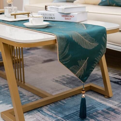 Luxury Polyester Jacquard Elegant Table Runners with Tassel for Home Dining Table Topper Decorative Coffee Tablecloth