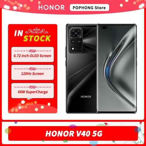 HONOR V40 5G Mobile Phone 6.72 inch OLED 120Hz Screen Dimensity 1000+ Octa Core in screen 66W SuperCharge GPU Turbo X NFC Phone