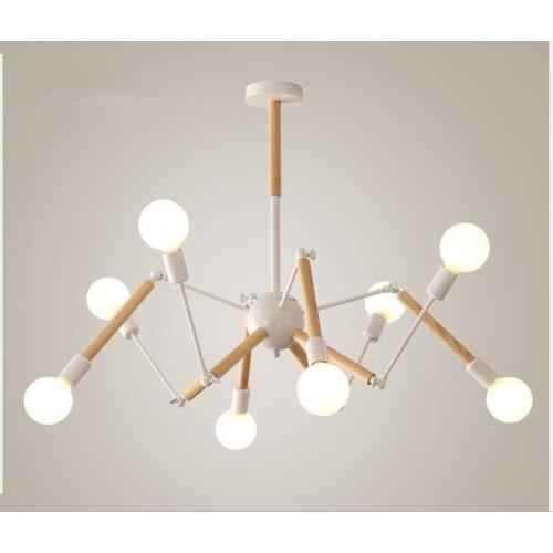 Modern solid wood iron Chandeliers iving room E27 bulb led lamps fashion Chandelier lighting led lustre light Chandelier Z30