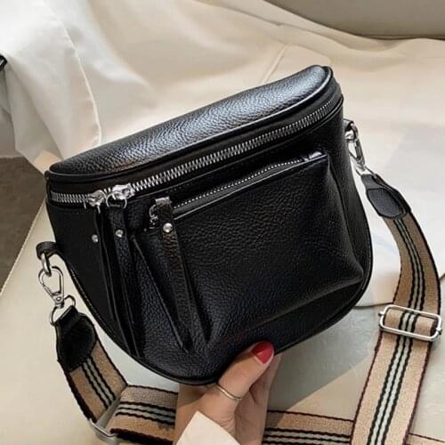 2021 Designer Crossbody Bag Pu Leather Soft Messenger Bags For Ladies Zipper Wide Shoulder Strap Mini Retro Woman Bag Female Bag
