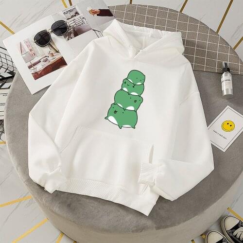Cartoon Printed Frog Hoodie Aesthetic Plus Size Women Sweatshirt Long Sleeve Winter Best Friend Sweatshirts with Pocket Clothes