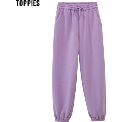 Toppies womens fleece pants high waist joggers pants leisure trousers korean style sweatpants causal streetwear
