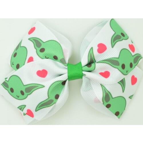 SUPWRF 1 PCS 4.5'' cartoon girls Printed ribbon Bows Clips Girls hair Boutique Headware Kids Hair Accessories T0929