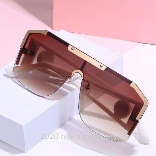 Blue Square Sunglasses Women Frameless Design Luxury Sun Glasses For Female Gradient Shades Oversized Sun Glasses with Box NX
