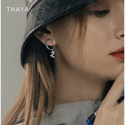 Thaya Creative Design Silver Oxygen molecular Earring Silver Stud Plated 18K Gold Zircon Stud Charm For Women Fine Jewelry Gift