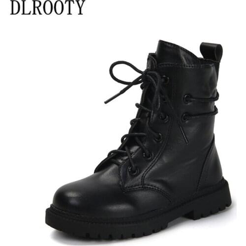 Winter Children Snow Boots Warm Shoes Boy Girl Short Plush Flat Baby Kid Outdoor Fashion Black Ankle Martin Non-slip Sneakers