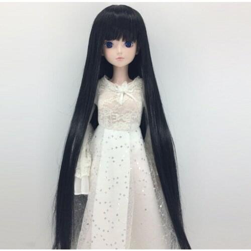 1/3 1/4 1/6 1/8 Long Black Hair High Temperature Wire For BJD Doll Wig