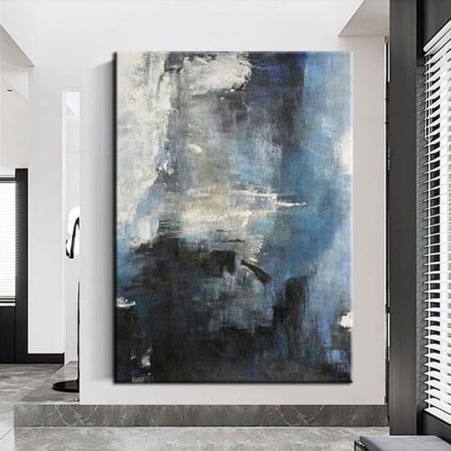 100% Hand Painted Oil Painting Simple Darkness Abstract Textured Wall Art Canvas Artwork Decorative Large Size Frameless