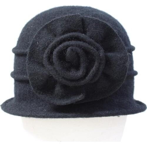 2018 New fashion European Autumn winter female hat elegant mom hats women 100% Wool floppy hat dome fedora middle-aged felt hats