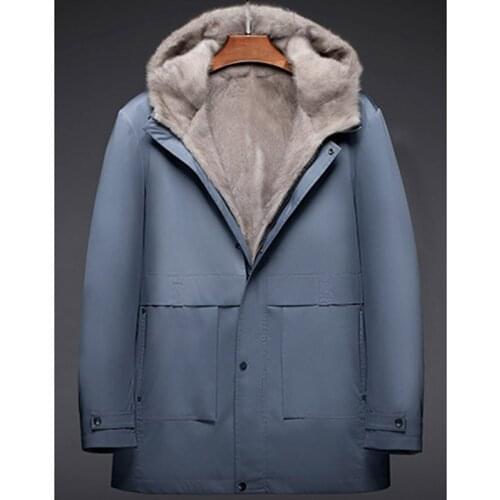 2020 Luxury Mink Fur Clothing Men Winter Warm Real Natural Fur Coat Hooded Wind-proof Parkas Top Quality Real Natural Fur Jacket