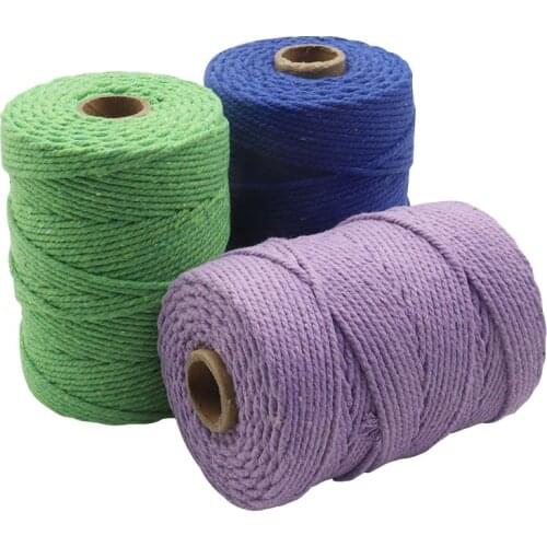 3mm Rope Twisted-Cord 100% Cotton rope colorful twine macrame cord string thread for party wedding decoration accessory DIY cord