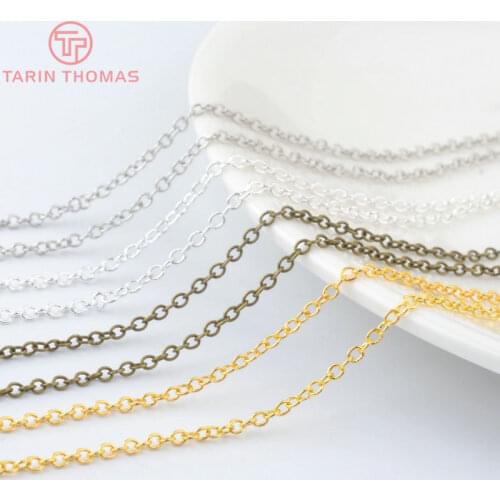 5 meters Chain width 2MM Silver color plated copper Round Oval shape Chains Diy Jewelry Findings Accessories Wholesale