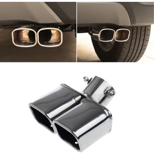 50LC Universal Stainless Steel Car Rear Round Exhaust Dual Pipe Tail Throat Muffler