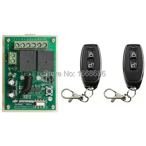 New DC 12V 2CH 10A RF Wireless Remote Control Switch teleswitch With 2pcs metal Transmitter /lamp/ window/Garage Doors shutters