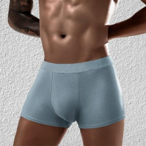 Mens Boxer Shorts Underwear Soft Underpants Sexy Hot Cotton Spandex Traceless Soild Color High Quality 80 Yarns Lenzing Modal