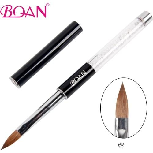BQAN 5 Pcs 8# Acrylic Nail Art Brushes Kolinsky Sable Hair Rhinestone Handle Brush Manicure Art Tool Nail Painting Brush