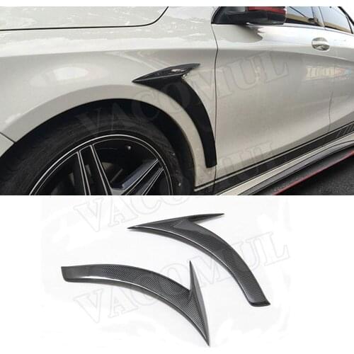 Carbon Fiber Front Fender Vent Fin Trim Winglet Cover Stickers For Mercedes Benz CLA Class W117 CLA180 CLA200 CLA250 2013-2019