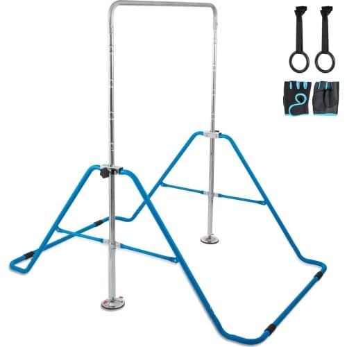 Kids Gymnastics Bar with Flying Rings Gloves Folding Horizontal Bar Expandable Junior Training Bar for Kids Home Training