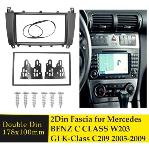 Double Din Car Radio Fascia For BENZ C CLASS (W203) 2004-2007 CLK-klasse (W209)2005-2009 Audio DVD Bezel Facia Panel Frame Kit