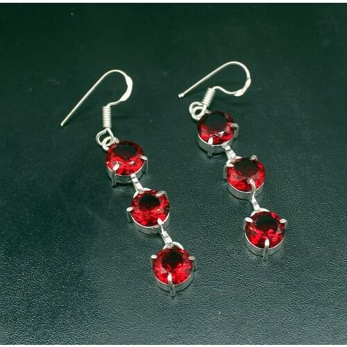 Gemstonefactory Big Promotion Single Unique 925 Silver Amazing Natural Red Garnet Women Dangle Drop Earrings 20211754