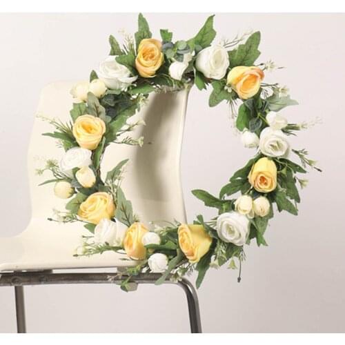 40cm Artificial Garland Eucalyptus Lily Rose Wreath European-style Wedding Garland