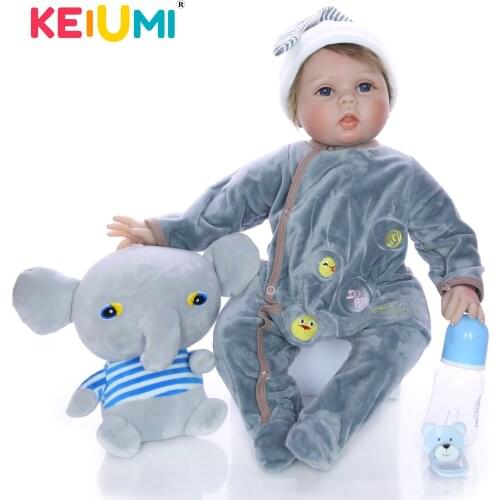 KEIUMI New Fashion Elephant Reborn Menino 22" Soft Silicone Reborn Baby Doll 55 cm Realistic New Boneca For Childrens Day Gift