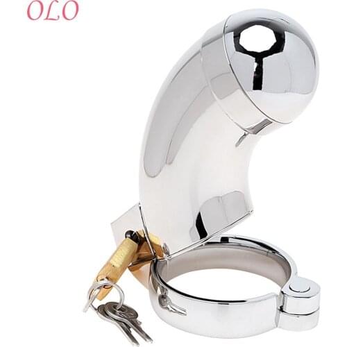 OLO Stainless Steel Cock Cage Penis Cock Ring Lockable Sex Products Male Chastity Device Sex Toys for Men
