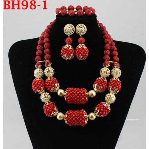Fashion Nigerian Wedding Copper African Beads Jewelry Sets For Women Party Dubai Jewelry Set Wedding Accessories BH98-1
