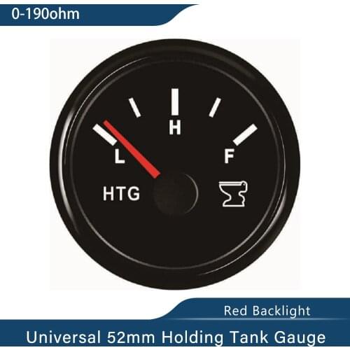 Marine Holding Tank Gauge Meter 0-190ohm 52mm 9-32V With Red Backlight For RV Yacht Car Boat