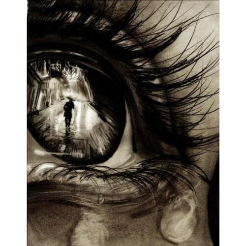 Fantasy art 5D Square/round Diy Diamond Embroidery black white eye Tear Full Mosaic pattern Diamond Painting Kit Diamond Picture