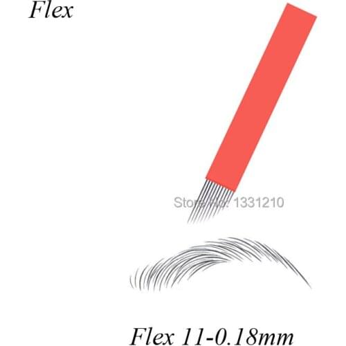 Semi-permanent tattoo Laminas Flex 11 Nano 0.18mm Microblading Needles 11 Pins Manual Line Eyebrow Tattoo Needles Tattoo Blade