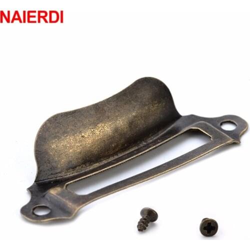 NAIERDI 10pcs Antique Brass Metal Label Pull Frame Handle File Name Card Holder For Furniture Cabinet Drawer Box Case Hardware