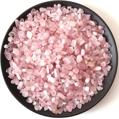 5-7mm Natural Pink Rose Quartz Crystal Gravel Stone Rock Chips Lucky Healing Natural Quartz Crystals 100g