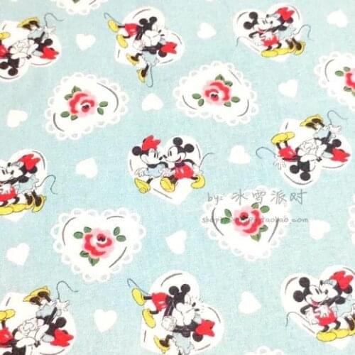 Disney Mickey Minnie Rose Lace Heats Print 100% Cotton Fabric for Girl Clothes Hometextile Cushion Cover Needlework DIY