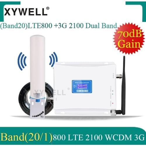 New!4G LTEBand20 800/2100 3G Cellular signal booster Dual-Band Mobile Cellular Signal Booster 3G WCDMA 2100 LTE 800 4G Amplifier