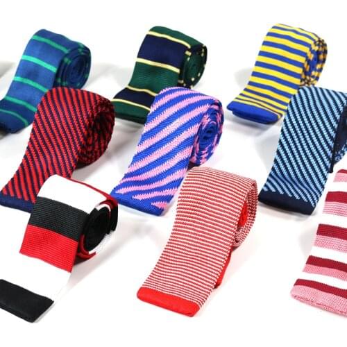 Newest Striped Knitted Mens ties Polyester Knit necktie for men Party Business Brand Handmade Cheap Neck Tie